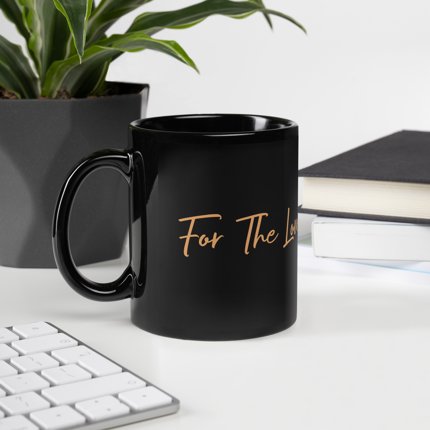 For The Love Of Motherhood Signature Black Glossy Mug